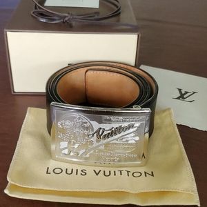 Louis Vuitton Men's Belt-M6812U Black Size 34/90